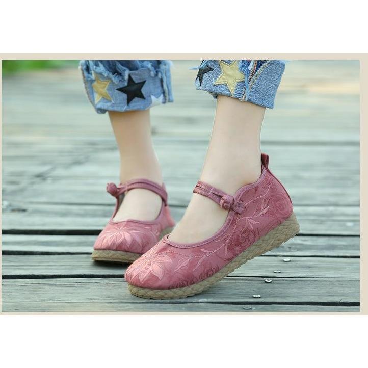 Buddha Trends Pink Cotton &amp; Linen Shoes