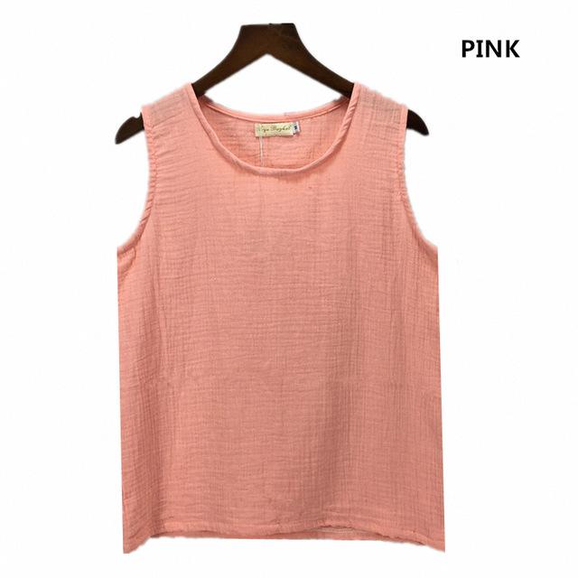 Buddha Trends Pink / S Cotton and Linen Plus Size Tank Tops