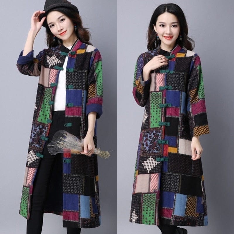 Plaid Patchwork Trench Coat – Buddhatrends