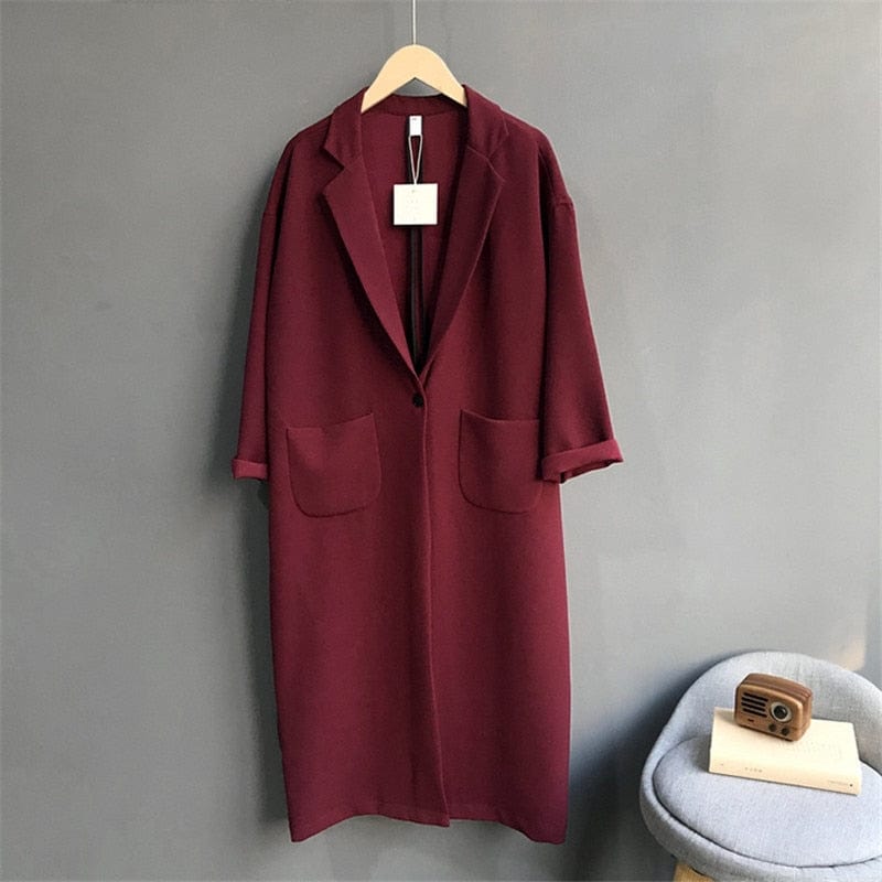 Buddha Trends Plum red / S Casual Linen Trench Coat