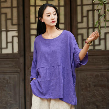 Buddha Trends Purple / One Size Flowy 3/4 Batwing Sleeve T-Shirt  | Zen