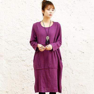 Buddha Trends Purple / One Size Oversized Long Linen Shirt  | Zen
