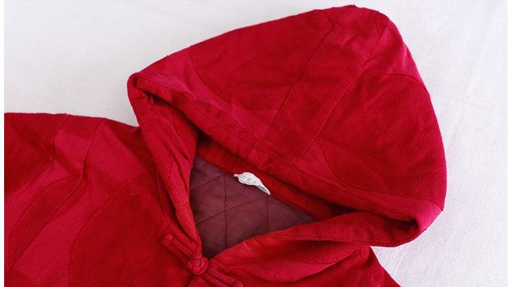 Buddha Trends Red Linen Hooded Trench Coat