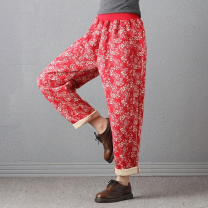 Buddha Trends Red / M Paisley Pattern Rolled Up Pants  | Zen