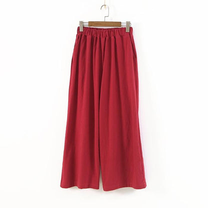Buddha Trends Red / One Size 3/4 Length Cotton Linen Pants  | Zen