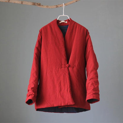 Buddha Trends Red / One Size Modern Chinese Cotton Linen Jacket
