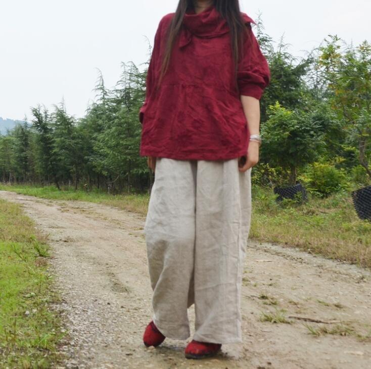 Buddha Trends Red / One Size Oversized Linen Shirt  | Zen