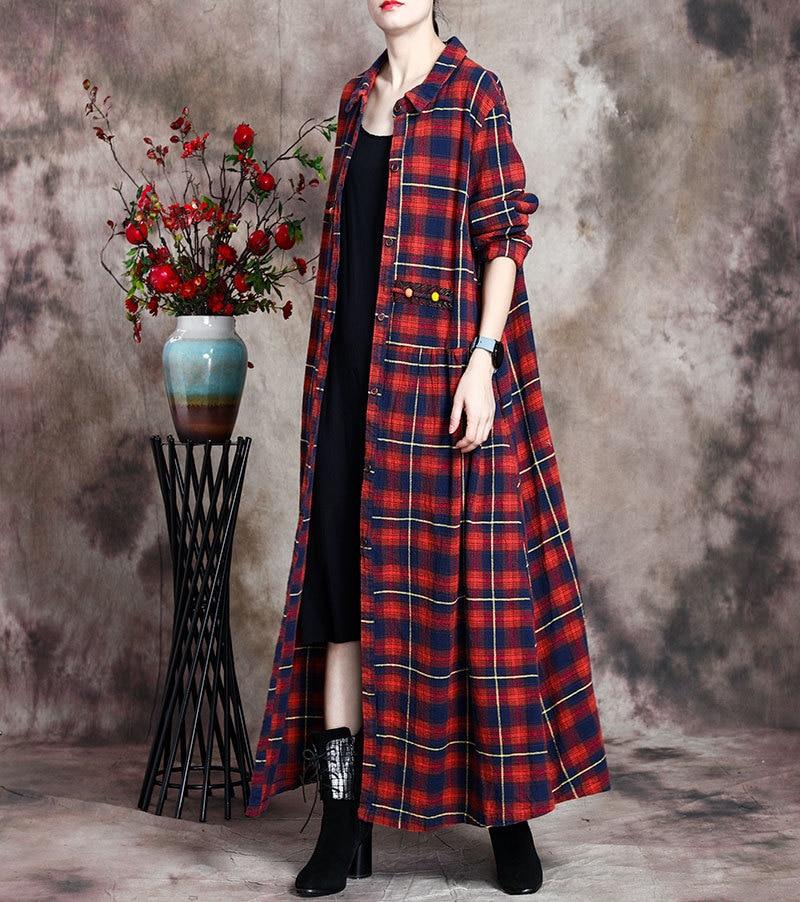 Buddha Trends Retro Linen Plaid Shirt Dress | Nirvana