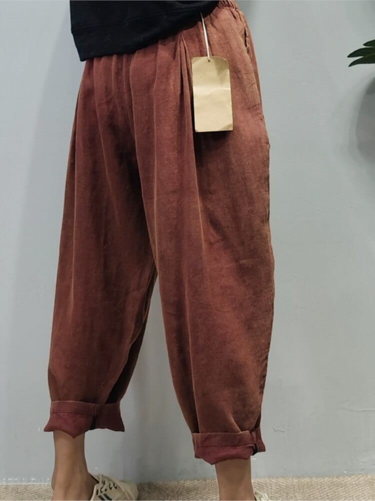 Buddha Trends Rolled Up Cotton And linen Trousers