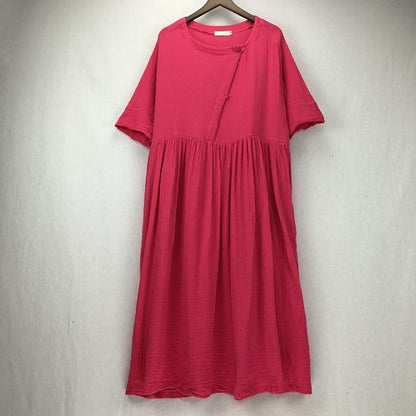 Buddha Trends rose / M Zen Sunday Plus Size Cotton Linen Dress  | Zen
