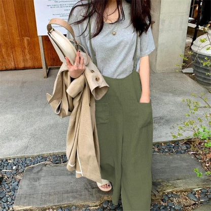 Buddha Trends S / Army Green Cotton and Linen Loose Overall | Lotus