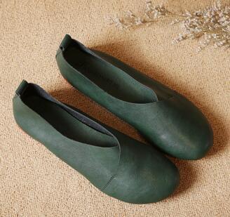 Buddha Trends Shoes Green / 4 Wild West Leather Flat Shoes