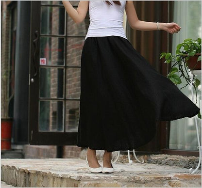 Buddha Trends Skirts Black / One Size Cotton and Linen Maxi Skirts