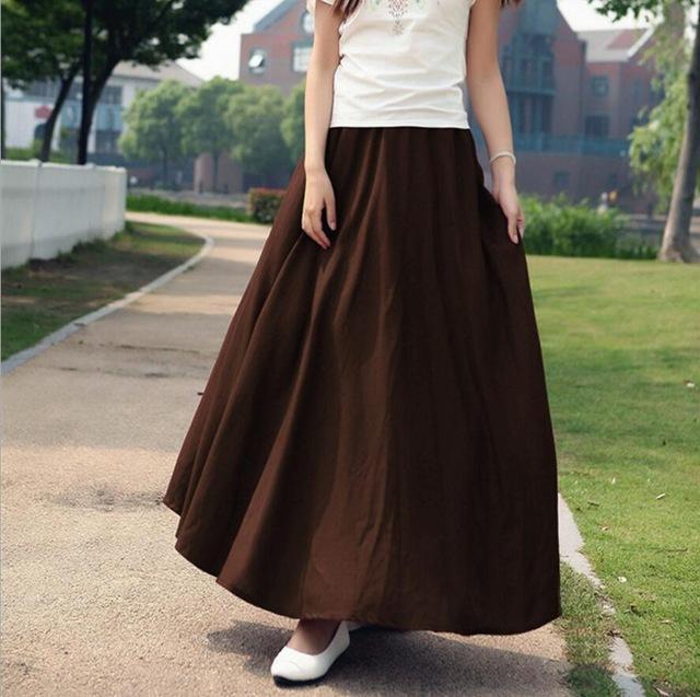 Buddha Trends Skirts Brown / One Size Cotton and Linen Maxi Skirts