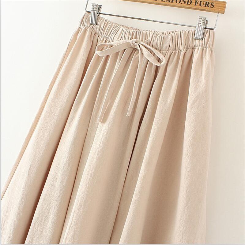 Cotton Linen Pleated Literary Skirt