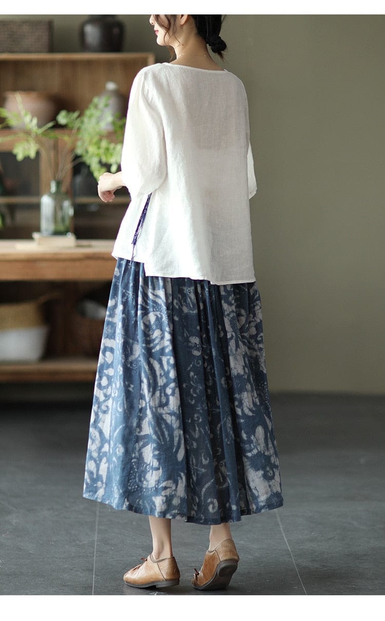 Buddha Trends Skirts Solid Retro Linen Skirts  | Zen