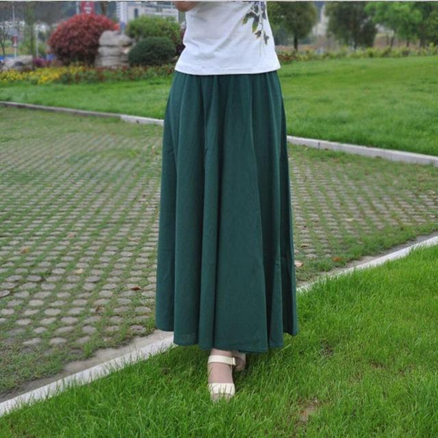 Buddha Trends Skirts Green / One Size Cotton and Linen Maxi Skirts