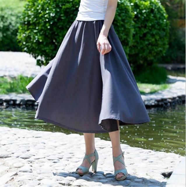 Buddha Trends Skirts Grey / One Size Cotton and Linen Maxi Skirts