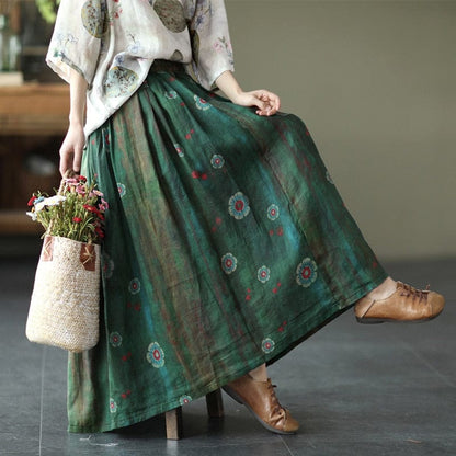 Buddha Trends Skirts Solid Retro Linen Skirts  | Zen