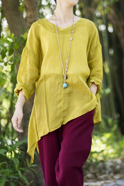 Buddha Trends Tops Asymmetrical Long Sleeve Shirt | Zen