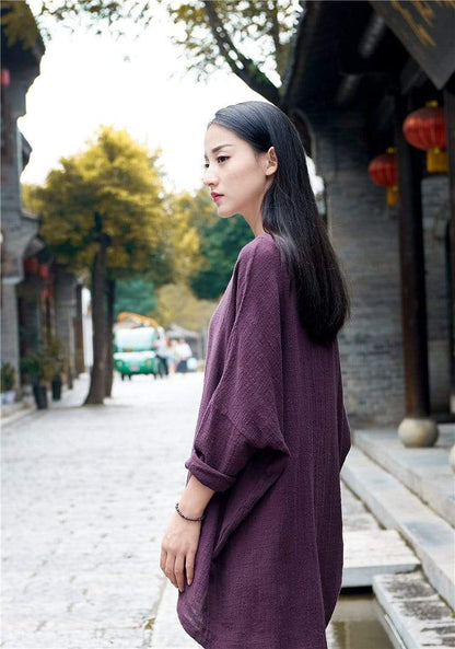 Buddha Trends Tops Calm Aura Cotton Linen Shirt  | Zen