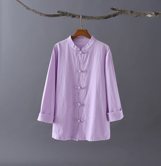 Buddha Trends Tops Lavender / M Zen Casual Cotton Linen Blouse | Zen
