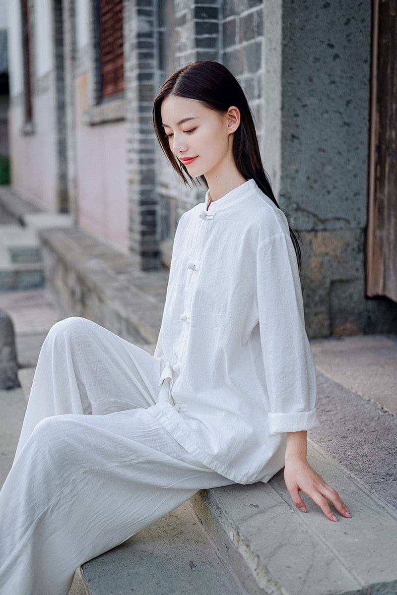 Buddha Trends Tops Zen Casual Cotton Linen Blouse | Zen