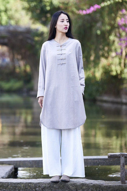 Zen Style Long Linen Blouse  | Zen