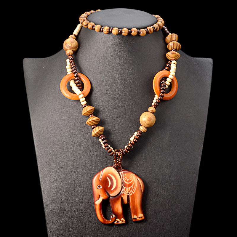 Tribal Elephant Wooden Necklace