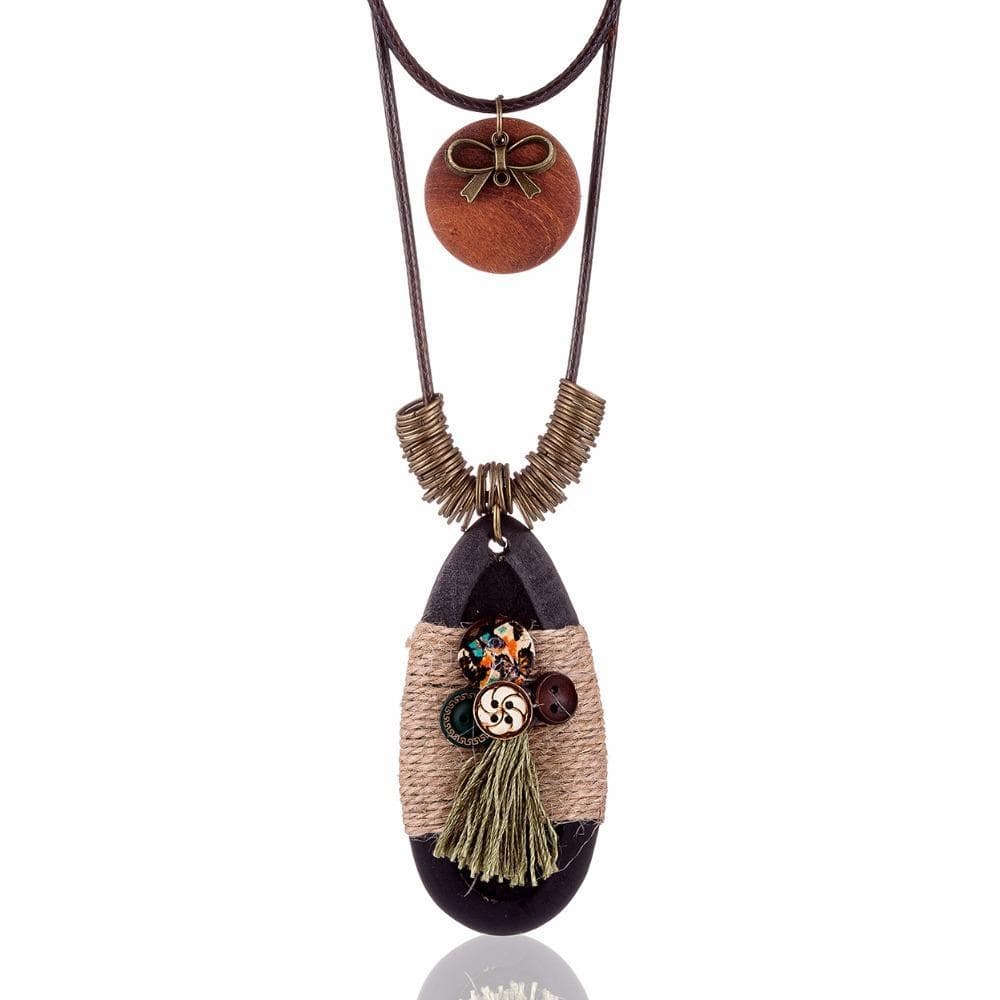 Buddha Trends Tribal Wooden Pendant Necklace