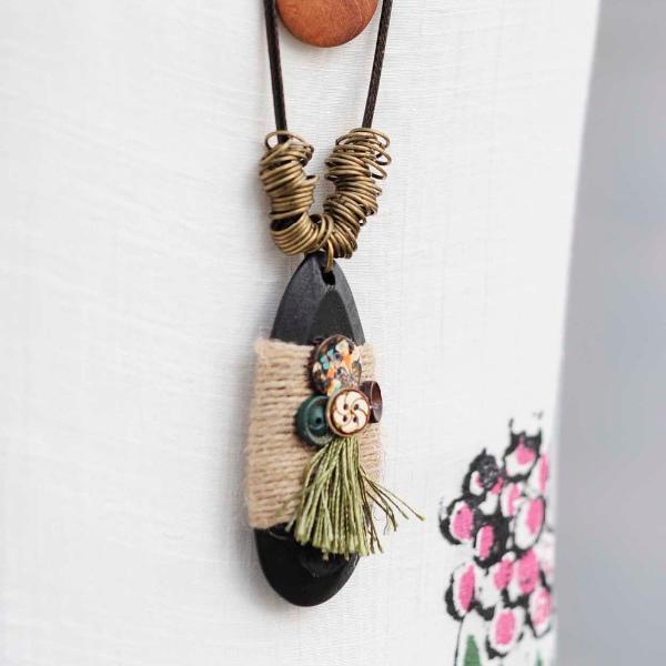 Buddha Trends Tribal Wooden Pendant Necklace