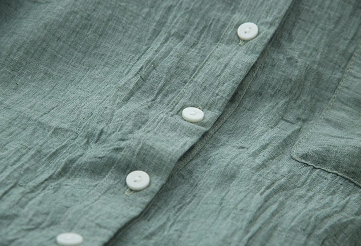 Buddha Trends Vintage Button Up Cotton Linen Blouse