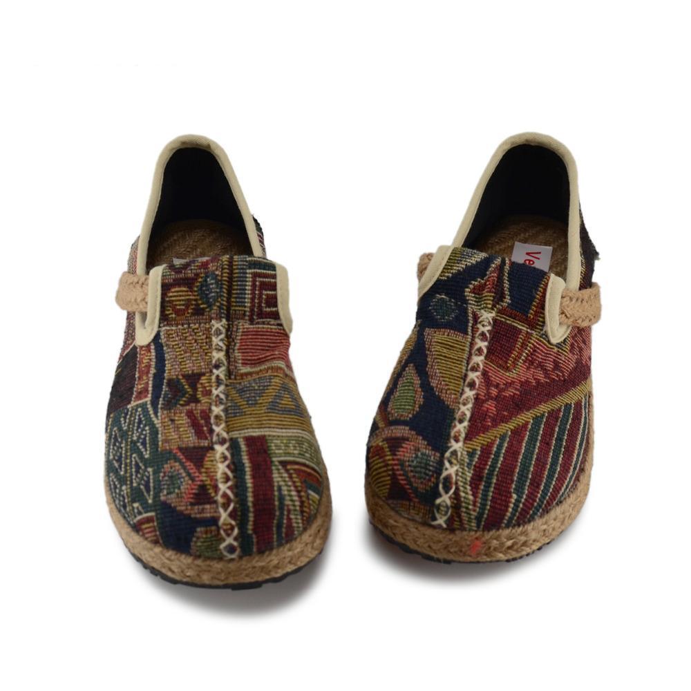 Vintage Embroidered Cotton Linen Loafers