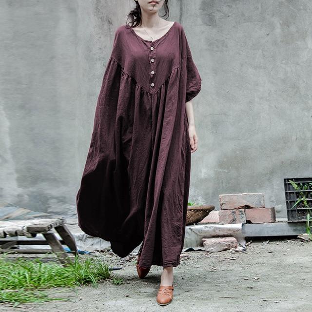 Buddha Trends Vintage Purple / One Size Zen Days Linen Maxi Dress