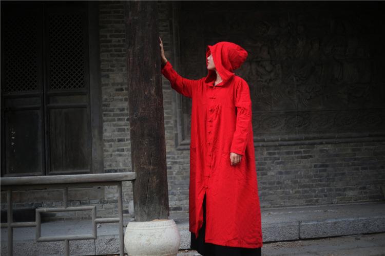 Buddha Trends Vivid Linen Hooded Trench Coat | Zen