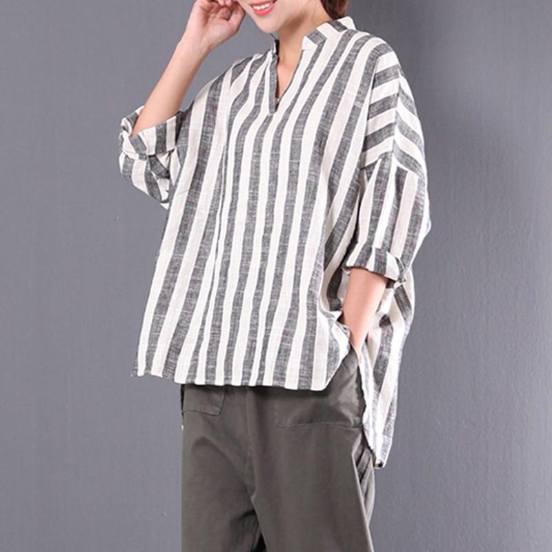 Buddha Trends White and Grey / M Grey and White Vertical Striped Shirt  | Zen