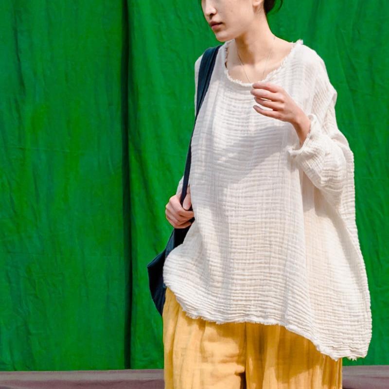 Buddha Trends White Oversized Linen Shirt | Lotus