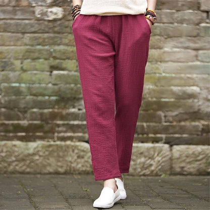 Buddha Trends wine red / M Plus Size Linen Pants