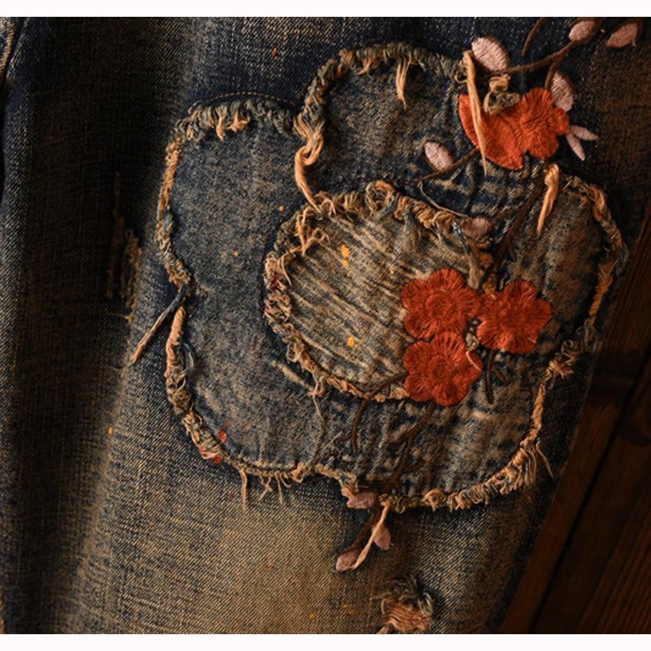 Floral Embroidered Vintage Hipster Jeans