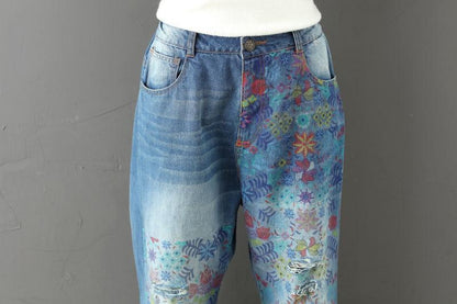 Funky Vibes Loose Floral Jeans