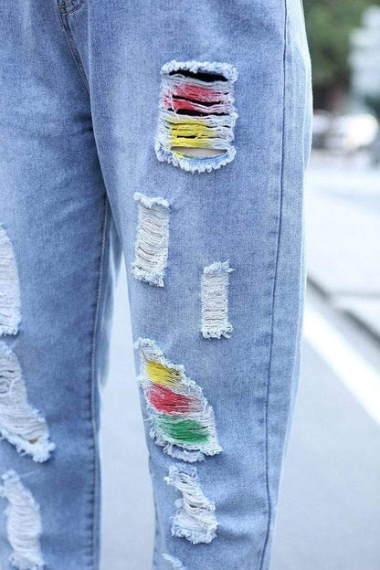 Rainbow Distressed Jeans