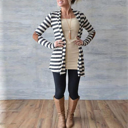 Elbow Patch Striped Cardigan