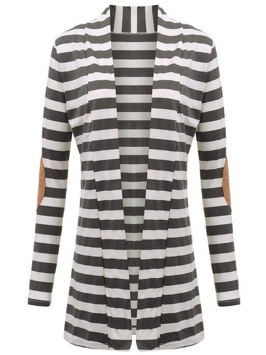 Elbow Patch Striped Cardigan