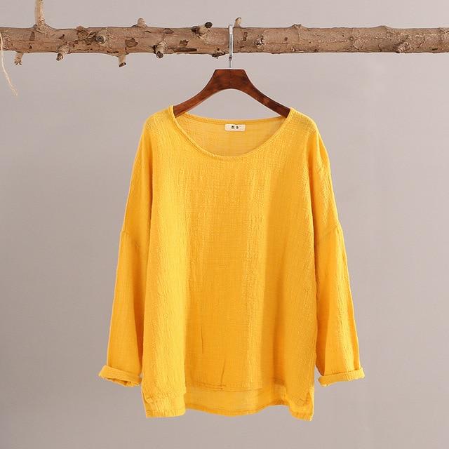 Buddha Trends Yellow / One Size Sweet Mantra Cotton &amp; Linen Long Sleeve Shirt