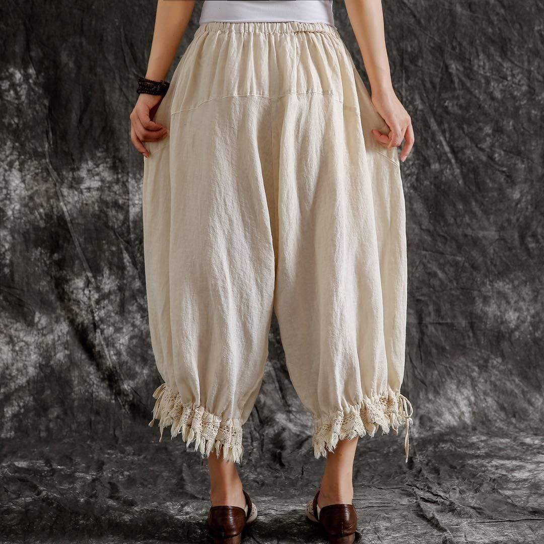 Buddha Trends Zen Cotton Linen Fringed Pants | Zen