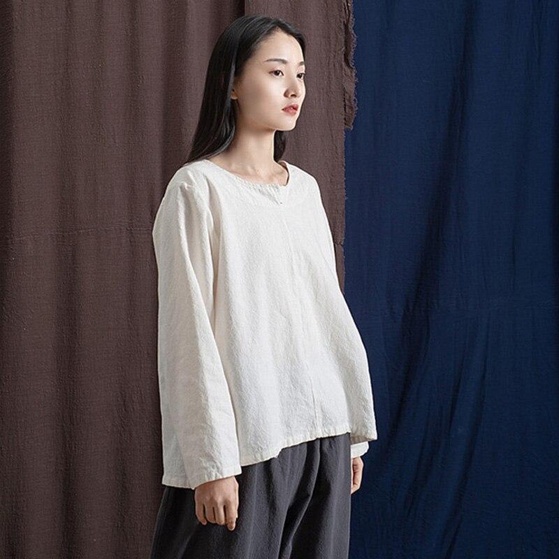 Zen Style Long Sleeve Cotton Linen Blouse  | Zen