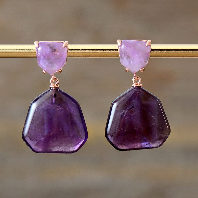 Buddhatrends Amethysts Tiger Eye Stud Earrings