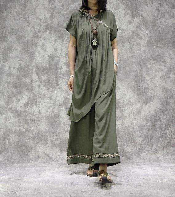 Buddhatrends Army Green / One Size Gisele OOTD Tops + Palazzo Pants