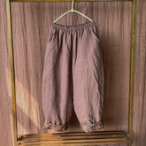 Pure Cotton Classical Lotus Flower Seedpod Leaf Buddha Pattern Women's Elastic Waist Harem Pants