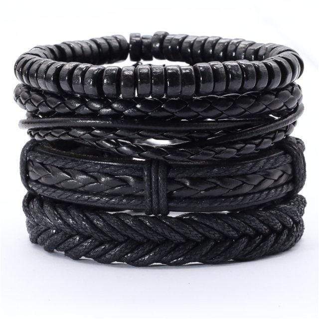 Buddhatrends Aurora 5 Pieces Set Leather Bracelet